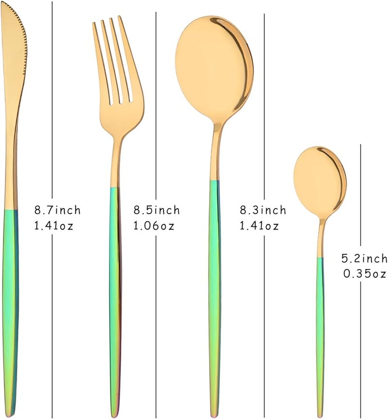 Gold Stainless Steel Silverware Set 16 PCS Pointed Handle Flatware Set for 4 - Image 2